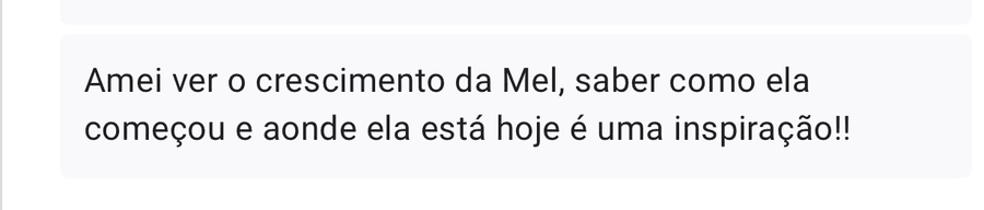 Print de mensagem de WhatsApp de uma participante sobre o Mulheres em Movimento